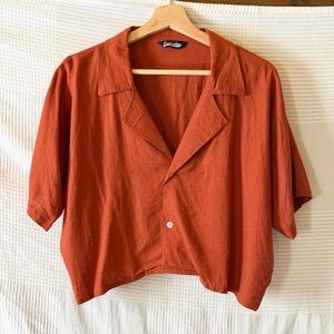 Rust Burnt Sienna Cropped Shirt